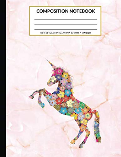 Beispielbild fr COMPOSITION NOTEBOOK: Light Pink Marble Floral Unicorn - 100 Pages Composition Journal | For Girls Teens Kids School Writing Notes Journal | 8.5" x 11" Large Notebook zum Verkauf von Revaluation Books