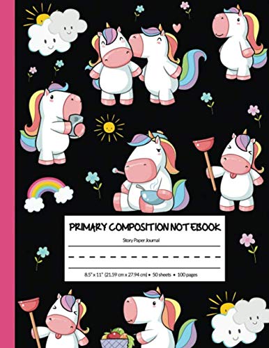 9781686557040: PRIMARY COMPOSITION NOTEBOOK Story Paper Journal: Blank and Pink Kawaii Cute Unicorn - Dashed Midline And Picture Space | 100 Pages Kids Story ... and Write Journal | 8.5" x 11" Large Notebook