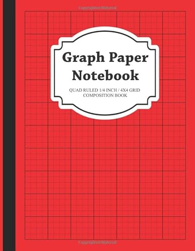 Stock image for Graph Paper Notebook: Quad Ruled 1/4 inch 4x4 Grid Composition Book (Red stripe Notebooks) for sale by Revaluation Books