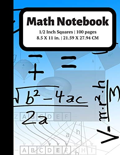 Stock image for Math Notebook: 1/2 inch Square Graph Paper for Students and Kids, 100 Sheets (Large, 8.5 x 11) (Graph Paper Notebooks) for sale by Ergodebooks