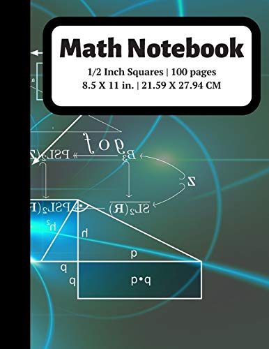 Stock image for Math Notebook: 1/2 inch Square Graph Paper for Students and Kids, 100 Sheets (Large, 8.5 x 11) (Graph Paper Notebooks) for sale by Ergodebooks