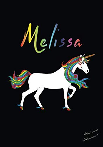 Stock image for Melissa Unicorn Journal: Notebook With Name On Front Cover, Plain, Blank, Unruled, Numbered Pages, With Contents and Index Pages. (Unicorn Personalized Notebooks For Girls And Women) for sale by Red's Corner LLC