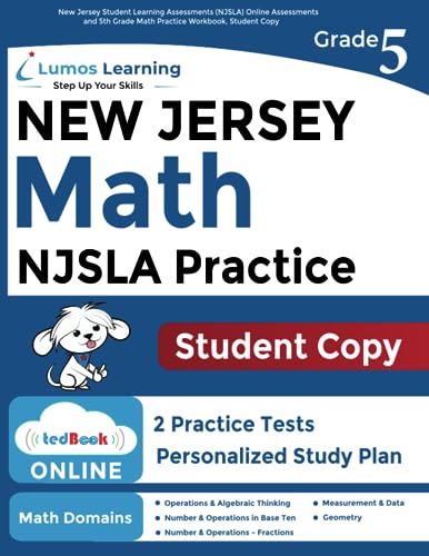 Beispielbild fr New Jersey Student Learning Assessments (NJSLA) Online Assessments and 5th Grade Math Practice Workbook, Student Copy : New Jersey Test Study Guide zum Verkauf von Better World Books