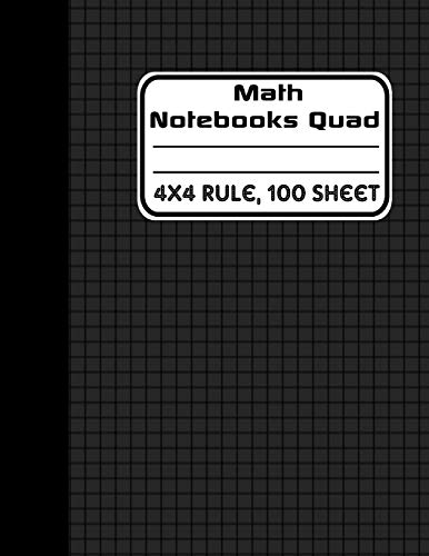 Stock image for math notebooks quad 4x4 rule, 100 sheets(Cover Black): Math Notebook for sale by Ergodebooks