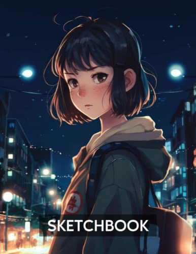 Sketchbook: Anime style cover, sketchbook for Drawing, Coloring, Sketching  and Doodling manga, 8.5 x 11 110 pages (Paperback)