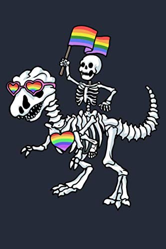 Stock image for LGBT T Rex Dinosaur Trex Gay Pride Skeleton Halloween Homosexual Transgender Rainbow Flag: LGBT Parties & Celebrations Lined Journal for sale by Revaluation Books