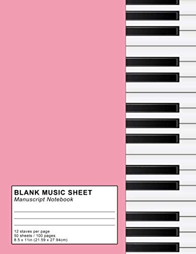 Stock image for Blank Music Sheet Manuscript Notebook Staves: 12 Staves Song Writing Journals Piano For Kids Men Women Staff Paper Manuscript Paper For Notes Lyrics . Book Journal 100 Pages 8.5x11 Paperback for sale by Revaluation Books