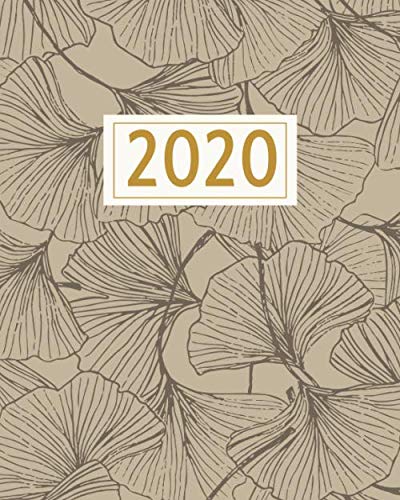 Stock image for 2020: Recycled Weekly & Monthly Planner & Diary | Brown, Beige Neutral Pencil Outline of Floral Gingko Leaves | January 2020 - December 2020 | Week to . Holidays At A Glance (EcoVille 2020 Planners) for sale by Revaluation Books