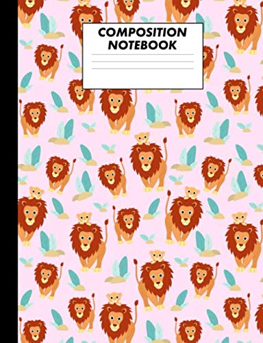 Stock image for Composition Notebook: Pink Lion Pattern Wide Ruled Comp Book for sale by Revaluation Books