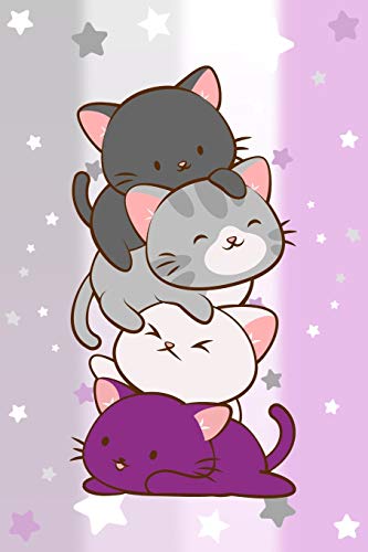 Imagen de archivo de Kawaii Cat Notebook: Cute Asexual Pride Flag Kitty Anime College Ruled Lined Journal, 6x9 a la venta por Revaluation Books