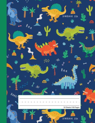 9781718087385: Dinosaur Era - Primary Story Journal: Dotted Midline and Picture Space | Grades K-2 School Exercise Book | 100 Story Pages - Blue
