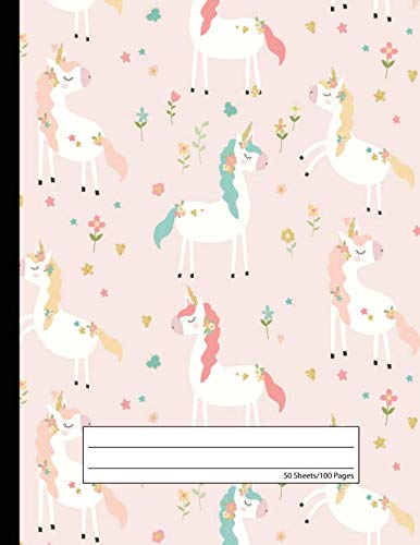 Stock image for Unicorn Flowers Notebook - Wide Ruled: Composition School Exercise Book For Writing | 100 Lined Pages (Cute Unicorn Journals For Girls) for sale by Revaluation Books