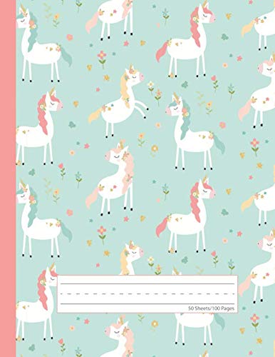 Stock image for Unicorn Flowers - Primary Story Journal: Picture Space And Dotted Midline | Grades K-2 School Exercise Book | 100 Story Pages - Blue (Cute Unicorn Notebooks For Girls) for sale by Revaluation Books