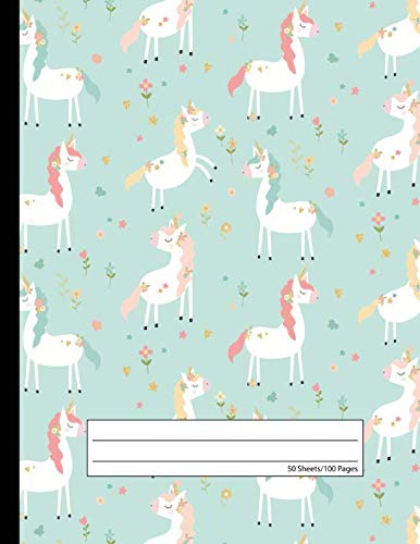 Stock image for Unicorn Flowers Notebook - Wide Ruled: Composition School Exercise Book For Writing and Taking Notes | 100 Lined Pages - Blue (Cute Unicorn Journals For Girls) for sale by Revaluation Books