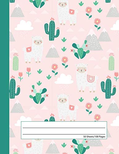 Stock image for Baby Llama Cactus Notebook - Wide Ruled: Composition School Exercise Book For Writing and Taking Notes | 100 Lined Pages - Pink (Cute Alpaca Journals For Girls) for sale by Revaluation Books