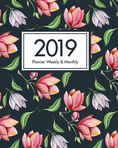 Stock image for 2019 Planner Weekly & Monthly: Agenda at a glance weekly monthly book navy floral design girly women happy January to December, Large size 8x10 for sale by Revaluation Books
