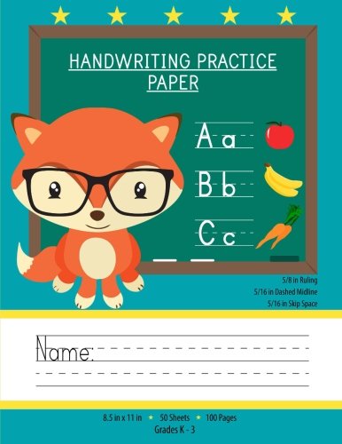 Stock image for Handwriting Practice Paper: Notebook With Blank Writing Sheets For Kindergarten To 3rd Grade Students (Large 8.5x11 Inches - 50 Sheets - 100 Pages) for sale by Ergodebooks