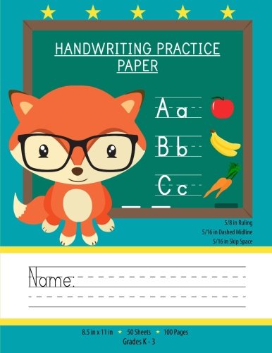 Stock image for Handwriting Practice Paper: Notebook With Blank Writing Sheets For Kindergarten To 3rd Grade Students (Large 8.5x11 Inches - 50 Sheets - 100 Pages) for sale by ThriftBooks-Dallas