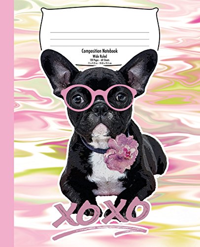 9781723106170: French Bulldog Composition Notebook for Kids: Hugs and Kisses, Colorful Marble | Wide Ruled | 120 Pages | 7.5 x 9.25
