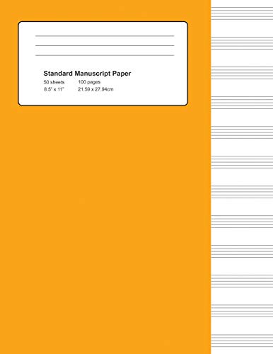 9781723806155: Standard Manuscript Paper: Orange Cover Blank Sheet Music