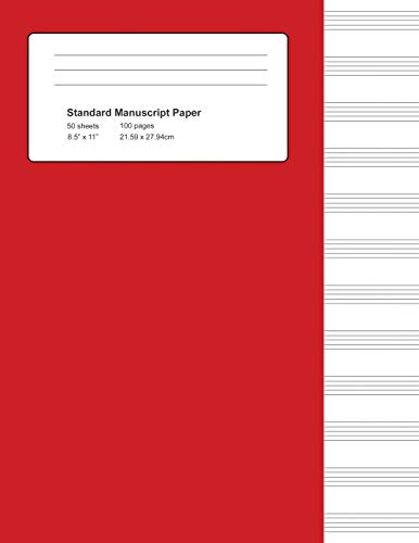 9781723806407: Standard Manuscript Paper: Red Cover Blank Sheet Music Notebook