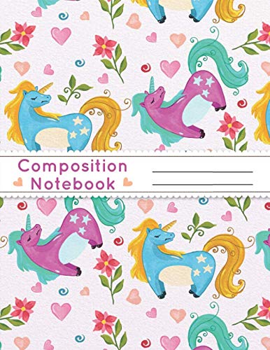 9781723974946: Composition Notebook: Wide Ruled School Composition Notebooks 120 pages - Cute Unicorns