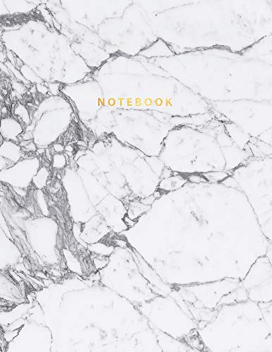 9781724118479: Notebook: Beautiful White and Grey Marble with gold lettering | 150 College-ruled lined pages 8.5 x 11 (Marble collection)