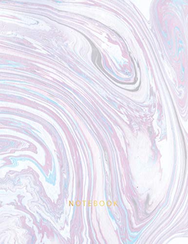 9781724121134: Notebook: Beautiful Pink, Blue and white paper marble with gold lettering | 150 College-ruled lined pages 8.5 x 11 (Marble collection)