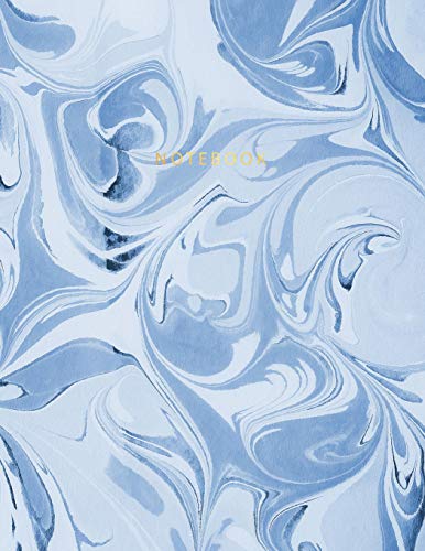 9781724175380: Notebook: Beautiful blue and white paper marble with gold lettering | 150 College-ruled lined pages 8.5 x 11 (Marble collection)