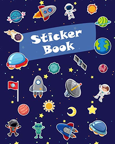 Sticker Book: Space Rockets Planets Icons Blank Sticker Book for