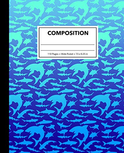 Beispielbild fr Composition: Blue Gradient Shark Composition Notebook for Kids, Cool Marble Sharks Pattern for Boys, Wide Ruled Book 7.5 x 9.25 in, 110 Pages, Back to School Supplies, For Students and Teachers zum Verkauf von Ergodebooks