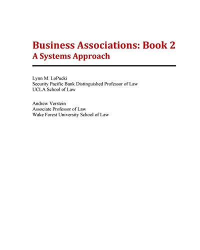 9781725038950: Business Associations: Book 2: A Systems Approach: Volume 2