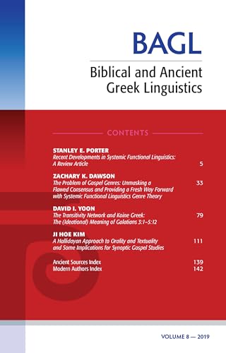 Beispielbild fr Biblical and Ancient Greek Linguistics, Volume 8 zum Verkauf von Buchpark