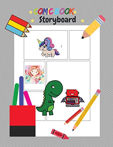 Beispielbild fr Comic Board: Storyboard: BLANK COMIC BOOK FOR CHILDREN for Sketching, Drawing, Doodling; Mermaids, Monsters, Unicorns, Robots and more! 7.44 x 9.69 white pages zum Verkauf von Revaluation Books