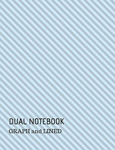 Beispielbild fr Dual Notebook: Graph and Lined: 100 white pages (alternating 50 sheets GRAPH/GRID and 50 sheets WIDE RULED LINED; Glossy cool grey blue striped cover zum Verkauf von Revaluation Books