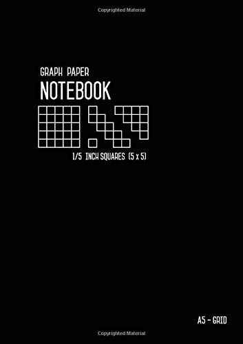 Stock image for Graph Paper Notebook A5 1/5 Inch Squares: Black, Medium, 5 Grids per Inch - 5x5, Numbered Pages, White Sheet, Soft Cover, Composition Book Quad Ruled for Math and Science (Graph Journals) for sale by Revaluation Books
