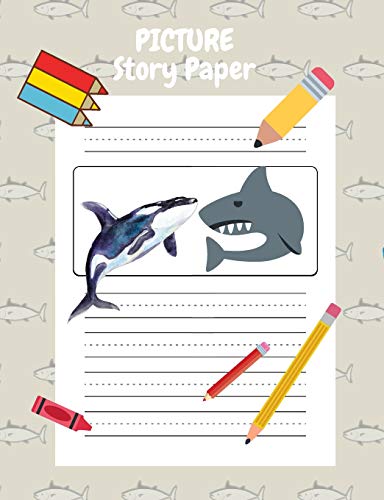 9781725750487: Picture Story Paper: 100 pages, 7.44” x 9.69”,Kindergarten - 3rd Grade; measured top title section, picture box for child’s drawing illustration, five ... Drawing Story Paper Composition Notebook