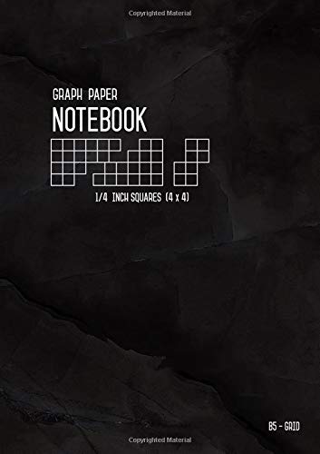 Stock image for Graph Paper Notebook B5 1/4 Inch Squares: Marble Black, Medium, 4 Grids per Inch - 4x4, Numbered Pages, White Sheet, Soft Cover, Composition Book Quad Ruled for Math and Science (Graph Journals) for sale by Revaluation Books