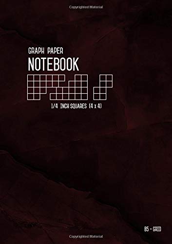 Stock image for Graph Paper Notebook B5 1/4 Inch Squares: Marble Red Black, Medium, 4 Grids per Inch - 4x4, Numbered Pages, White Sheet, Soft Cover, Composition Book Quad Ruled for Math and Science (Graph Journals) for sale by Revaluation Books