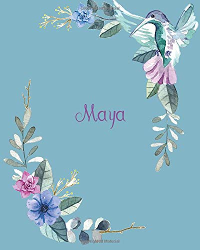 Stock image for Maya: 110 Pages 8x10 Inches Classic Blossom Blue Design with Lettering Name for Journal, Composition, Notebook and Self List, Maya for sale by Revaluation Books