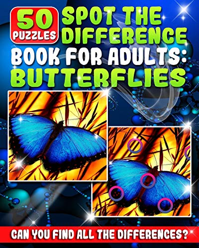 9781726160162 Spot The Difference Book For Adults Butterflies 50