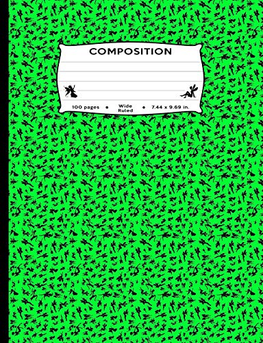 9781726205481: Composition: 100 Pages Wide Ruled 7.44 x 9.69 in.: Fairies All Over Green Marble Note Book Journal Diary Silhouette Pattern Note Pad Fun Unique Design ... flying sitting for journaling daily log 365