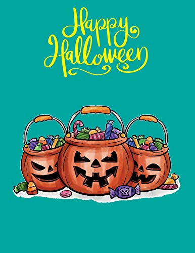 Beispielbild fr happy halloween: Sketchbook halloween pumpkins and candies green gray color 8.5" X 11", Personalized Artist Sketchbook: 110 pages, Sketching, Drawing and Creative Doodling. White paper.: Volume 24 zum Verkauf von HALCYON BOOKS