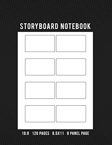 9781726637480: Storyboard Notebook 16:9 120 Pages 8.5x11 8 Panel Page: Storyboard Panel Notebook for Animators, Directors, Filmmakers, Storyboard Artist, TV Producers, Previs Artist, & Cinematographer