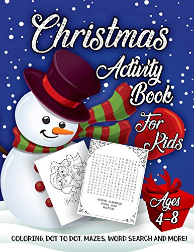 Beispielbild fr Christmas Activity Book for Kids Ages 4-8: A Fun Kid Workbook Game For Learning, Coloring, Dot To Dot, Mazes, Word Search and More! zum Verkauf von MusicMagpie