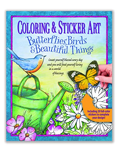 Beispielbild fr Coloring &amp; Sticker Art Butterflies, Birds &amp; Beautiful Things zum Verkauf von Blackwell's