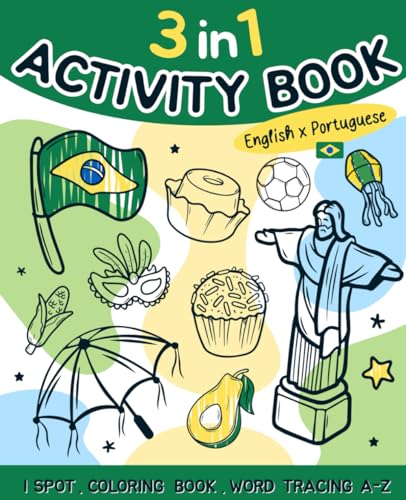 Stock image for 3 in 1 Activity Books - Bilingual English-Portuguese (Brazil): I Spy | Coloring Book | Word Tracing A-Z (3-1 Activity Books - I Spy | Coloring Book | Word Tracing A-Z) for sale by Book Deals