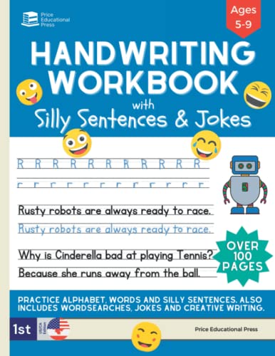 Stock image for Handwriting Practice Book for Kids Ages 5-9: Penmanship workbook with Silly Sentences, Jokes Riddles, Sight Words, and Creative Writing Exercises.: . Grade (Early Education: Reading and Writing) for sale by Blue Vase Books