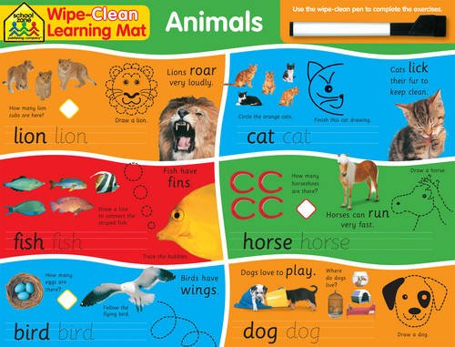 9781743521250: School Zone Wipe Clean Learning Mats: Animals