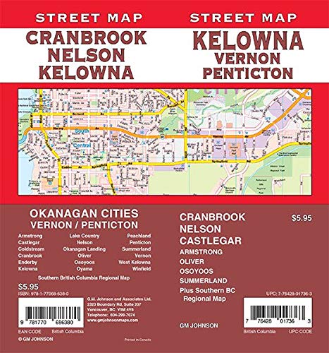 Stock image for Kelowna / Vernon / Penticton / Nelson / Cranbrook, British Columbia Street Map for sale by Books Unplugged